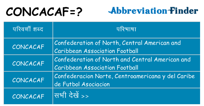 concacaf का क्या अर्थ है