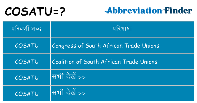 cosatu का क्या अर्थ है