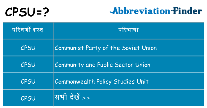 cpsu का क्या अर्थ है