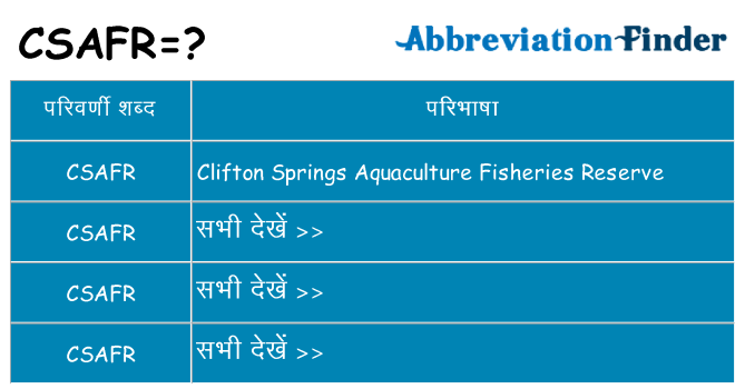 csafr का क्या अर्थ है