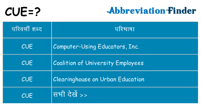 cue का क्या अर्थ है