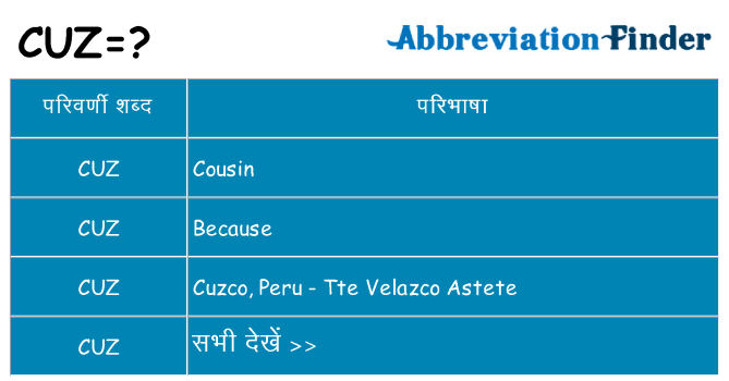 cuz का क्या अर्थ है