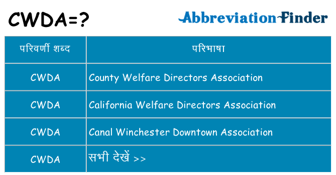 cwda का क्या अर्थ है