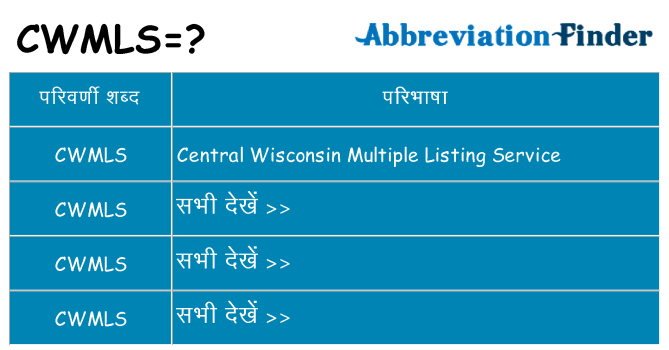 cwmls का क्या अर्थ है