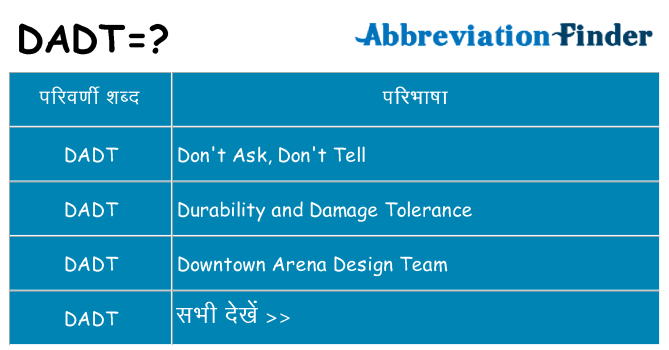 dadt का क्या अर्थ है