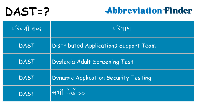 dast का क्या अर्थ है