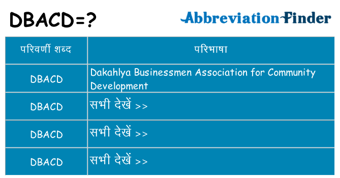 dbacd का क्या अर्थ है