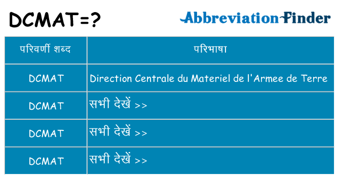 dcmat का क्या अर्थ है