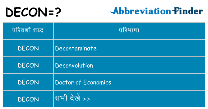 decon का क्या अर्थ है