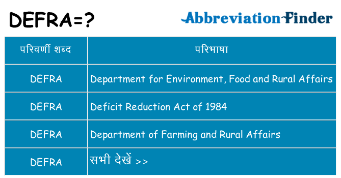 defra का क्या अर्थ है