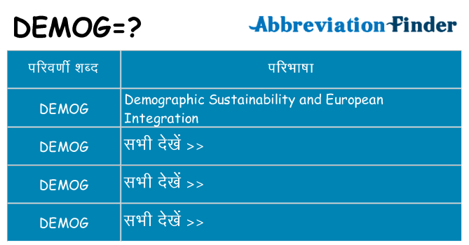 demog का क्या अर्थ है