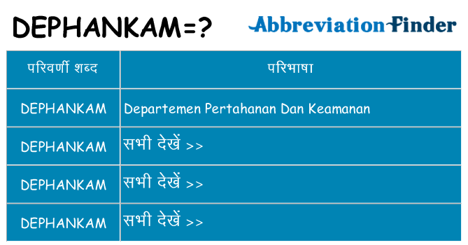 dephankam का क्या अर्थ है
