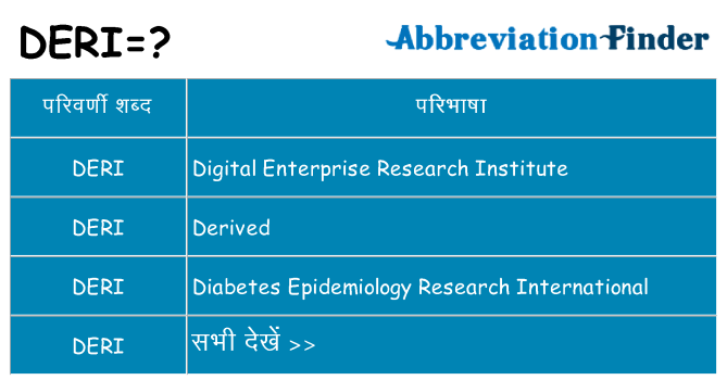 deri का क्या अर्थ है