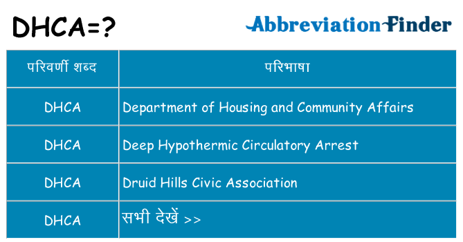 dhca का क्या अर्थ है