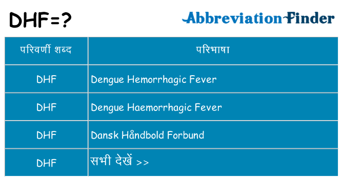 dhf का क्या अर्थ है