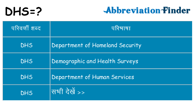 dhs का क्या अर्थ है