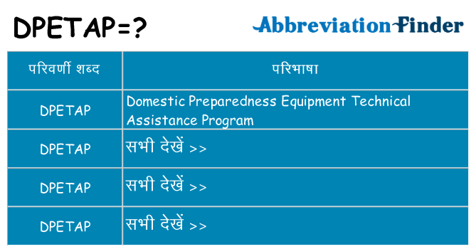 dpetap का क्या अर्थ है
