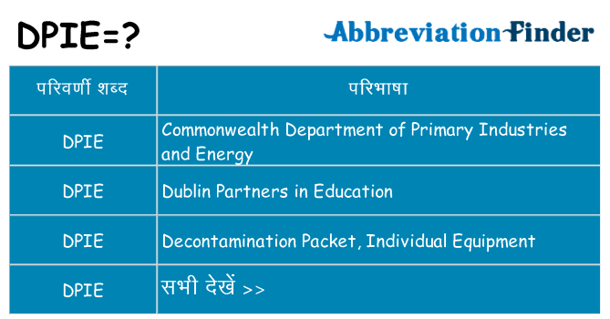 dpie का क्या अर्थ है