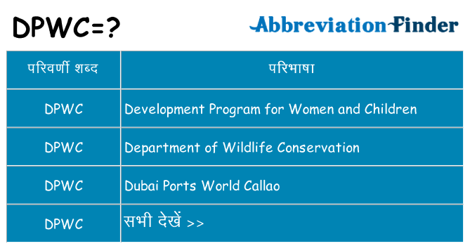 dpwc का क्या अर्थ है