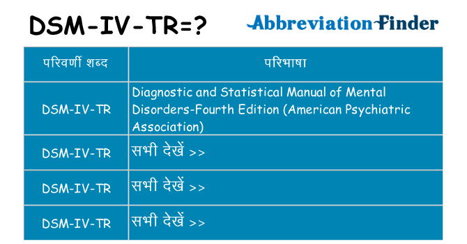 dsm-iv-tr का क्या अर्थ है