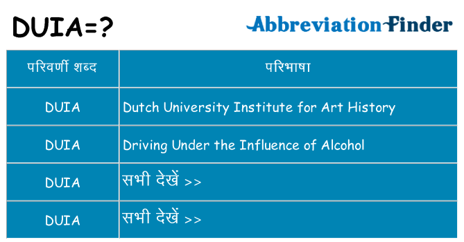 duia का क्या अर्थ है
