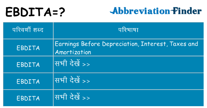 ebdita का क्या अर्थ है