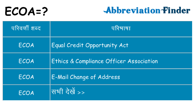 ecoa का क्या अर्थ है