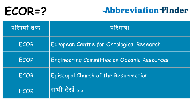 ecor का क्या अर्थ है