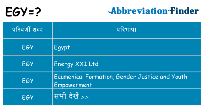 egy का क्या अर्थ है