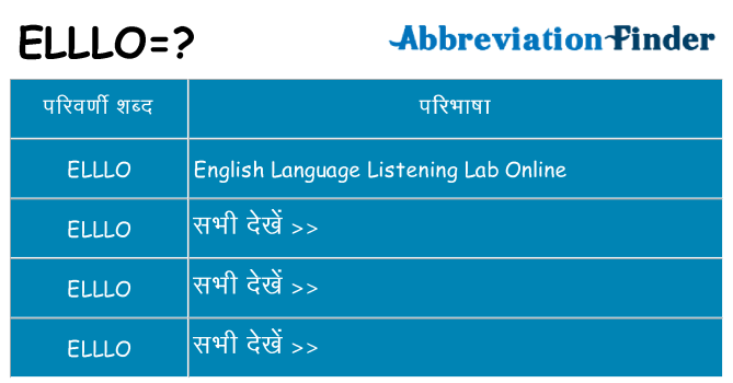 elllo का क्या अर्थ है