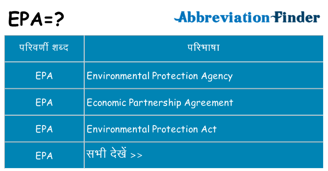 epa का क्या अर्थ है