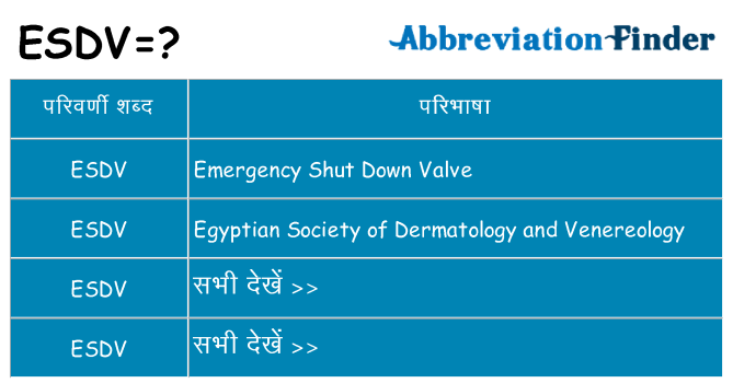 esdv का क्या अर्थ है