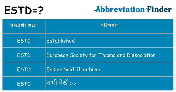 estd का क्या अर्थ है