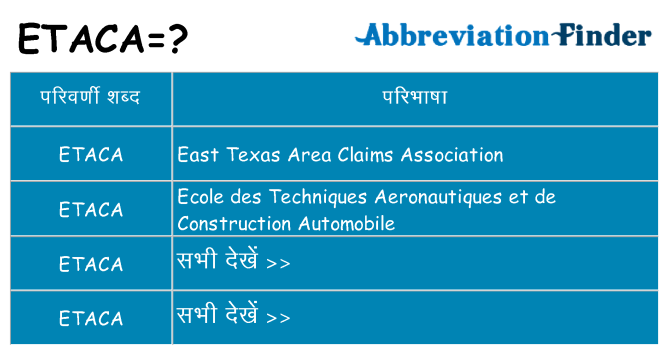 etaca का क्या अर्थ है