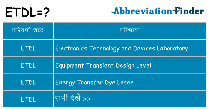 etdl का क्या अर्थ है