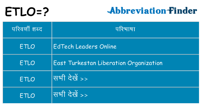 etlo का क्या अर्थ है