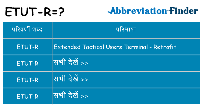 etut-r का क्या अर्थ है