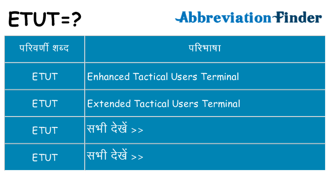 etut का क्या अर्थ है