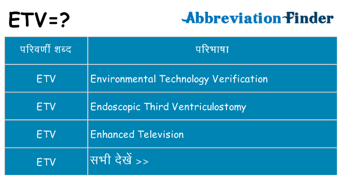 etv का क्या अर्थ है
