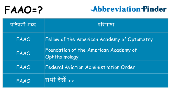 faao का क्या अर्थ है