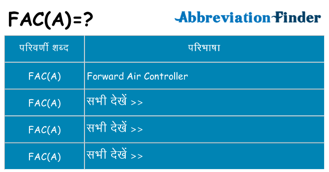 faca का क्या अर्थ है