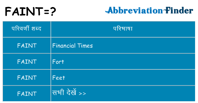 faint का क्या अर्थ है