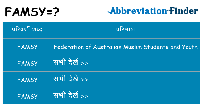 famsy का क्या अर्थ है