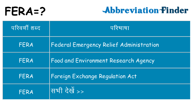 fera का क्या अर्थ है