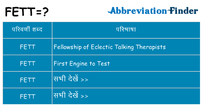 fett का क्या अर्थ है