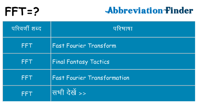 fft का क्या अर्थ है