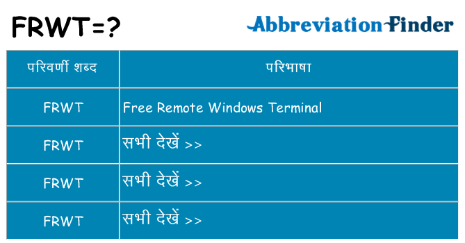 frwt का क्या अर्थ है