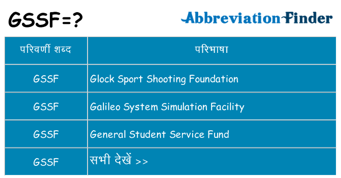 gssf का क्या अर्थ है
