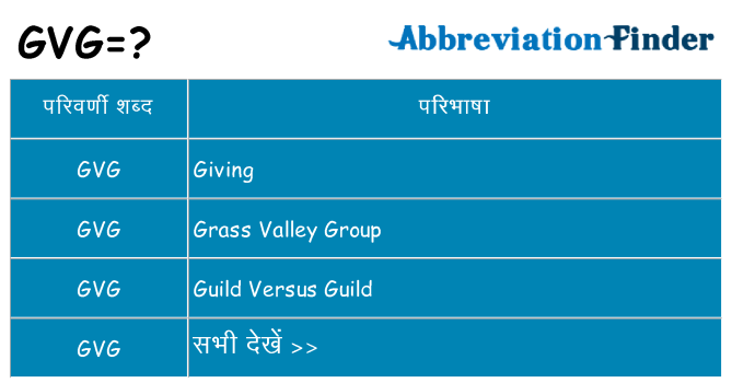 gvg का क्या अर्थ है