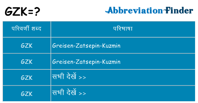 gzk का क्या अर्थ है